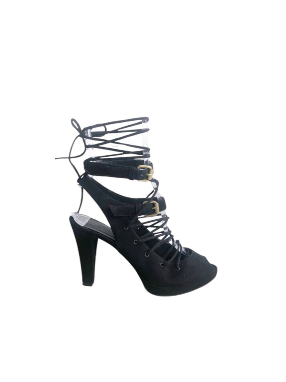 J.Crew Made In Italy Lace Up Heels Black Size 8 Whimsigoth Witchy Renaissance - Picture 2 of 13